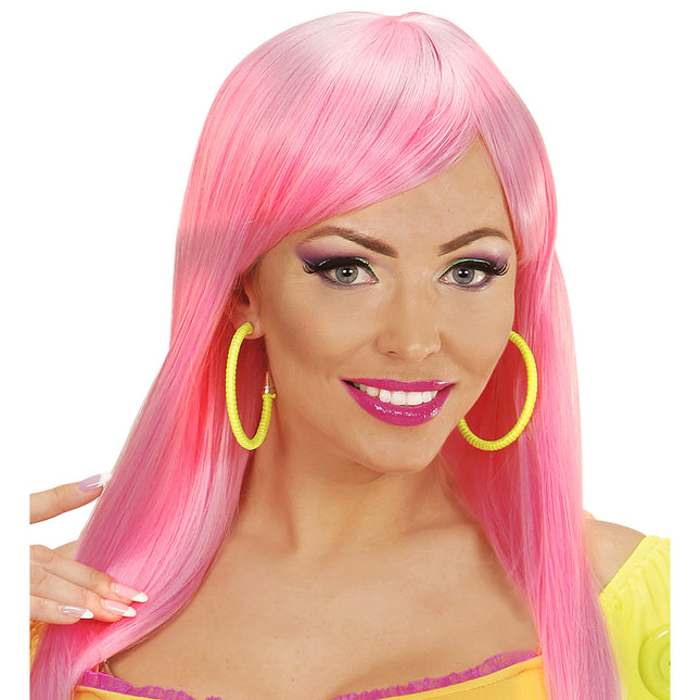 Neon keltainen korvakorut renkaat