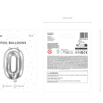 0 Vuosi Kuva Ilmapallo Hopea 35cm