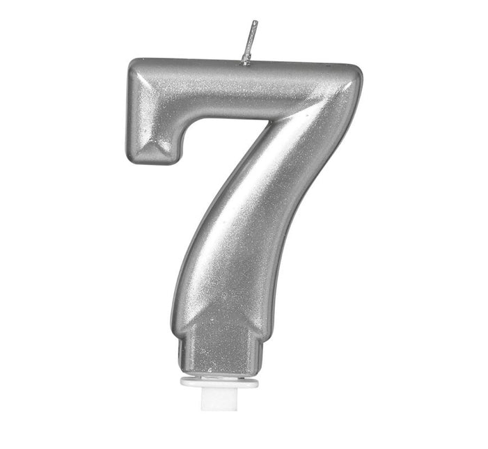 Hopeinen kynttilä 7 vuotta Metallinen 8cm