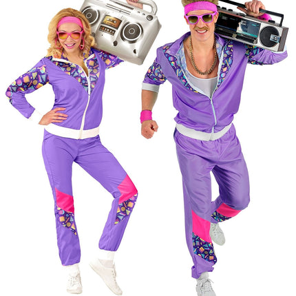 Neon 80S Verryttelypuku Viallinen violetti