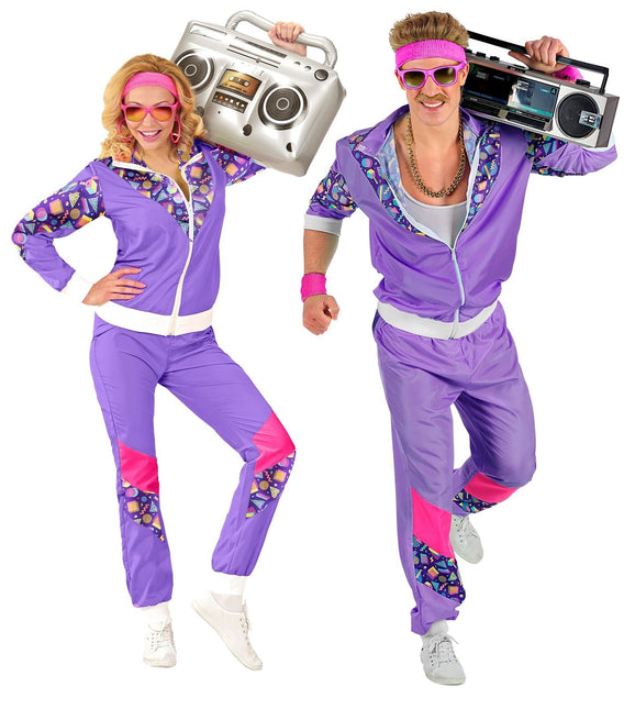 Neon 80S Verryttelypuku Viallinen violetti