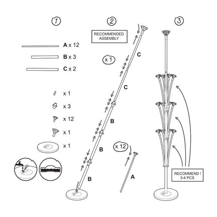 Valkoinen ilmapalloteline 1.6m