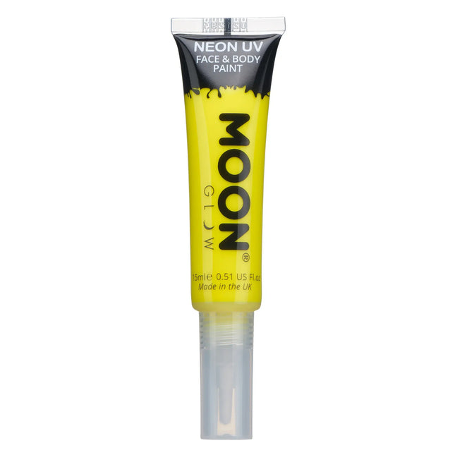 Moon Glow Neon UV kasvomaali siveltimellä Intense Yellow 15ml 15ml