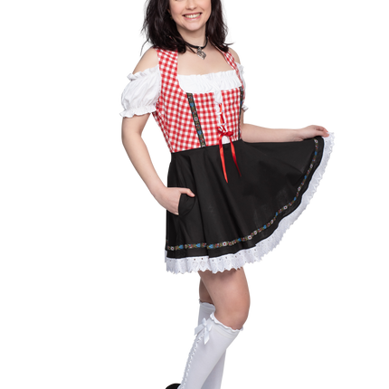Oktoberfest Dirndl Mekko Oktoberfest Punainen Valkoinen Musta Hyvät naiset