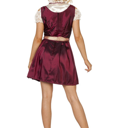 Bordeaux punainen Dirndl mekko Oktoberfest Ladies