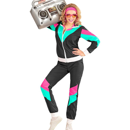 Neon 80S Verryttelypuku Faulty Musta