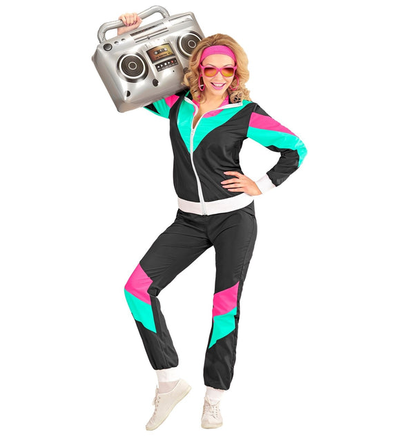 Neon 80S Verryttelypuku Faulty Musta