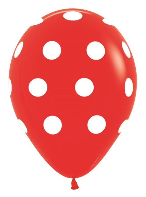 Ilmapallot Polka Dots Punainen 30cm 25kpl