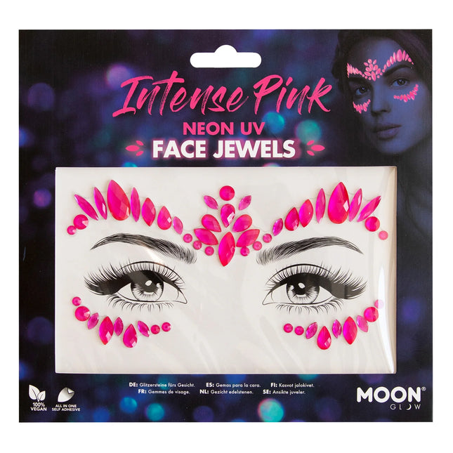 Moon Glow Neon UV kasvojen korut Intense Pinkki
