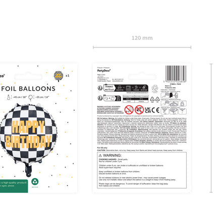 Hyvää syntymäpäivää Helium ilmapallo Race lippu tyhjä 35cm