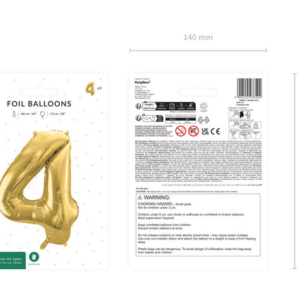 4 vuoden kuva ilmapallo kultainen tyhjä 72cm