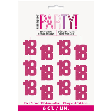 18 vuotta roikkuu koristelu vaaleanpunainen 1.52m