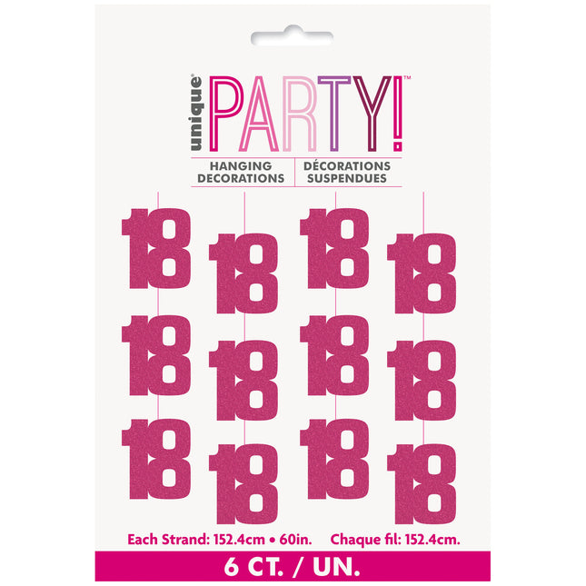 18 vuotta roikkuu koristelu vaaleanpunainen 1.52m