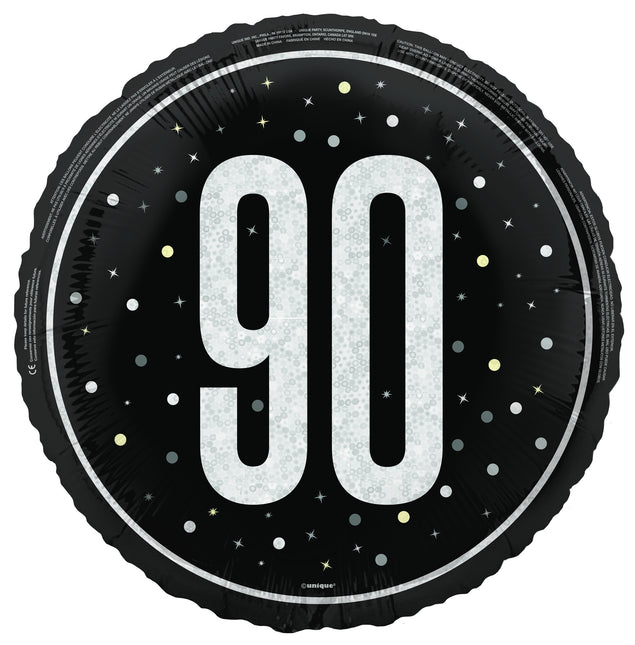 90 vuotta Helium ilmapallo musta tyhjä 45cm