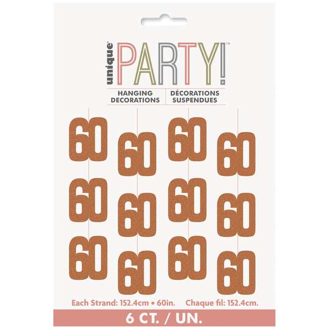 60 vuotta roikkuu koristelu Rose Gold 1.52m