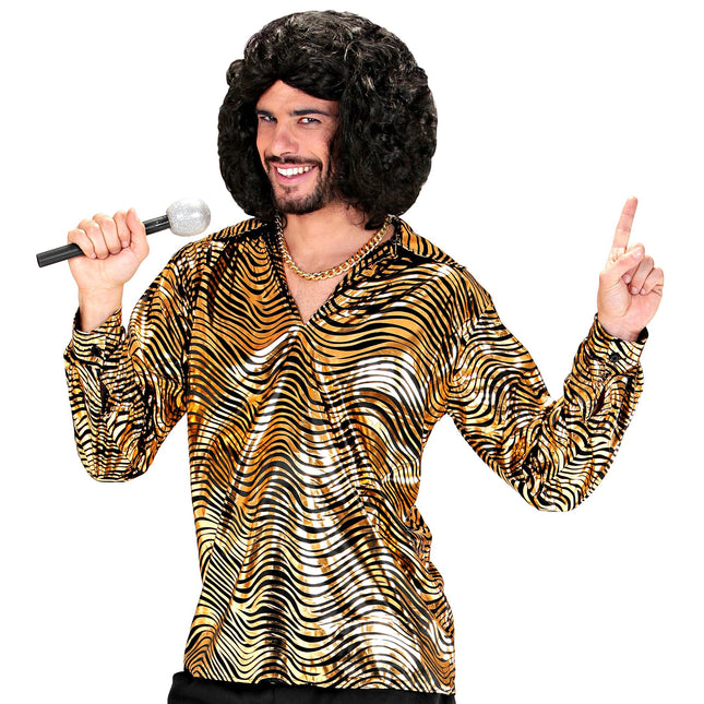 Disco 70S paita Kulta Miesten Tiger Print