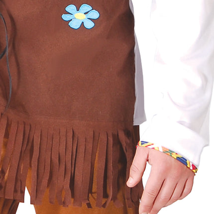 Hippie 60S puku ruskea valkoinen miehet