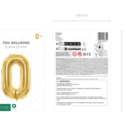 0 vuoden kuva ilmapallo kultainen tyhjä 72cm