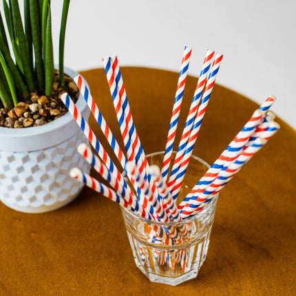 Punainen Valkoinen Sininen oljet pahvi 20kpl