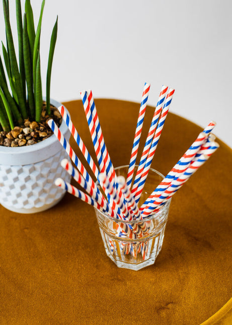 Punainen Valkoinen Sininen oljet pahvi 20kpl