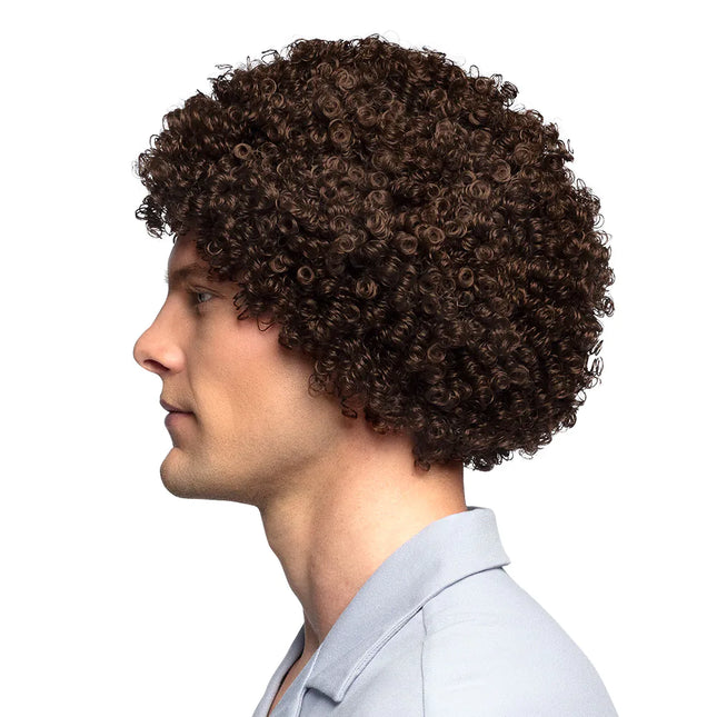 Tummanruskea peruukki kiharat