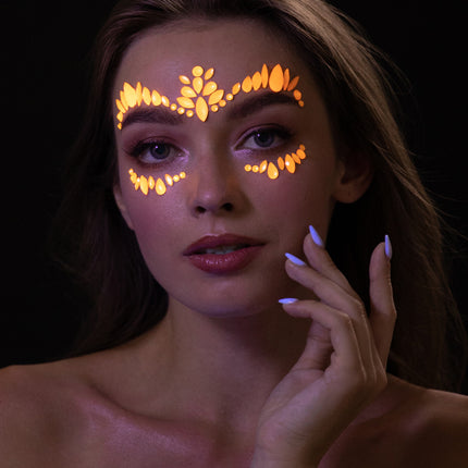 Moon Glow Neon UV kasvojen korut Intense Oranssi