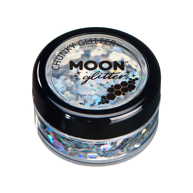 Moon Glitter Holografinen Chunky Glitter Hopea 3g