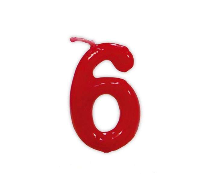 Punainen kynttilä 6 vuotta 5.5cm