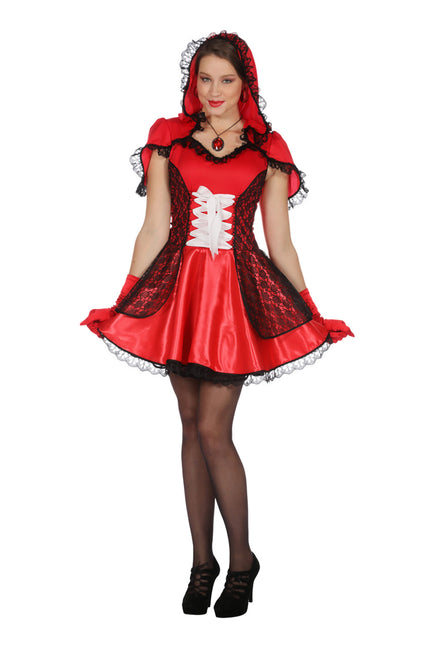 Naisten hupullinen mekko punainen