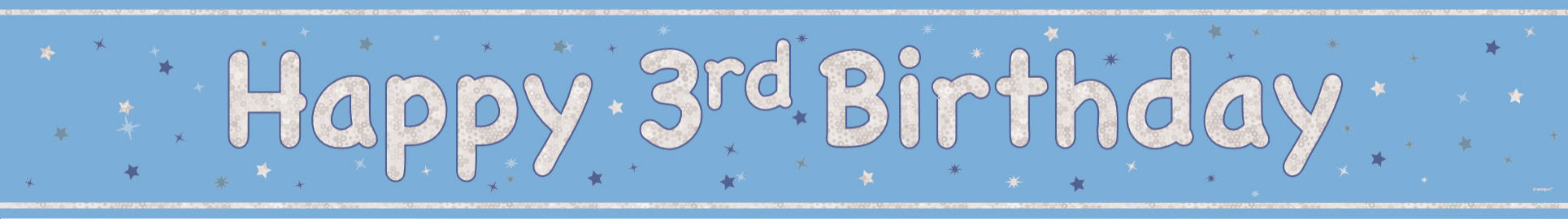 Hyvää syntymäpäivää banneri vaaleansininen 3 vuotta 2.74m