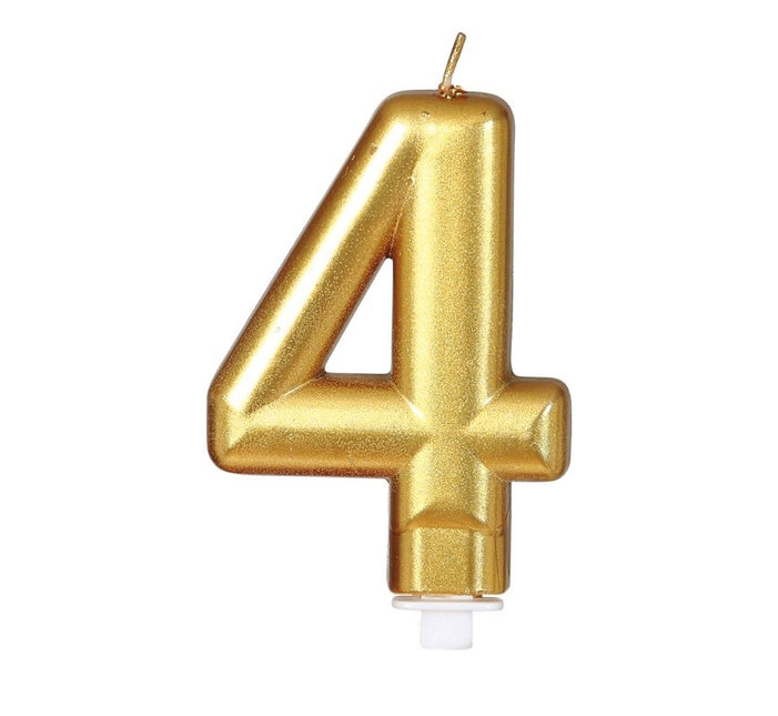 Kultainen kynttilä 4 vuotta Metallinen 8cm