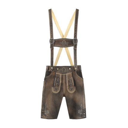 Lederhose ruskea miesten lyhyt jalka napeilla varustettuna