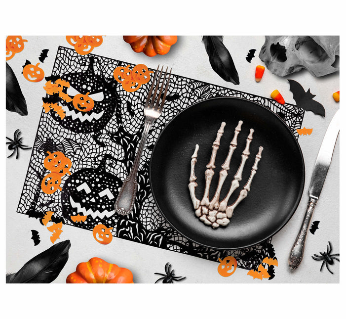 Musta oranssi Halloween pöytä konfetti lepakot