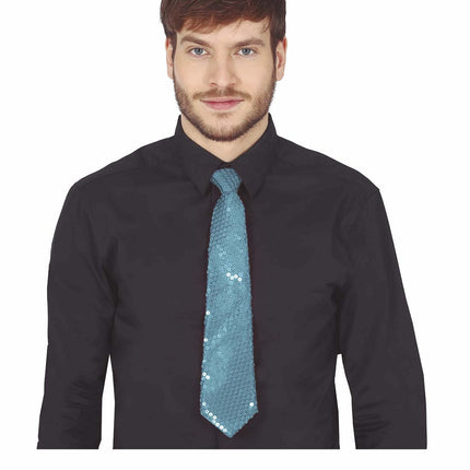 Vaaleansininen solmio paljetteja 35cm