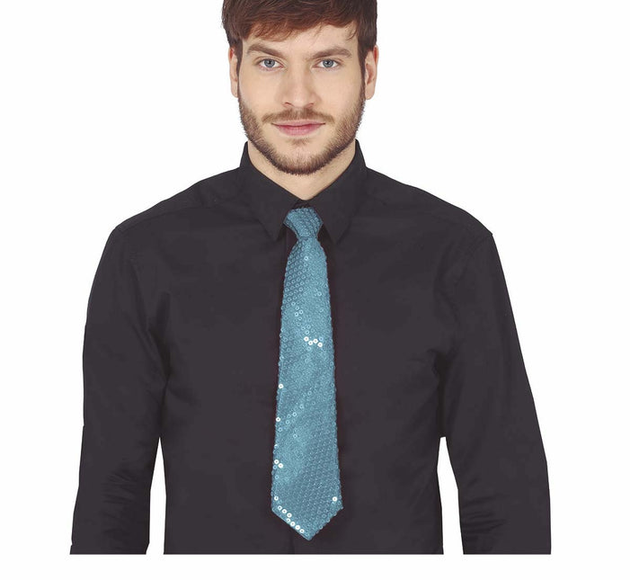 Vaaleansininen solmio paljetteja 35cm