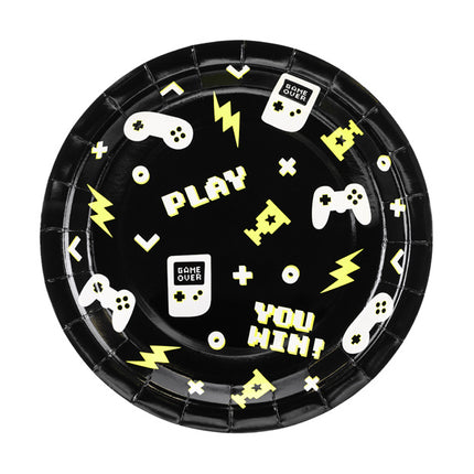 Gaming Party lautaset Musta Keltainen 23cm 6kpl