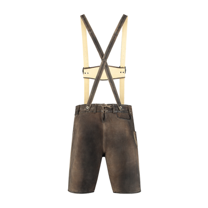 Lederhose ruskea miesten lyhyt jalka napeilla varustettuna