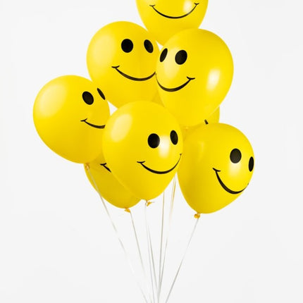 Keltaiset ilmapallot Smiley 30.5cm 8kpl
