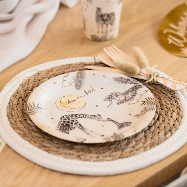 Syntymäpäivälautaset Safari 18cm 8kpl