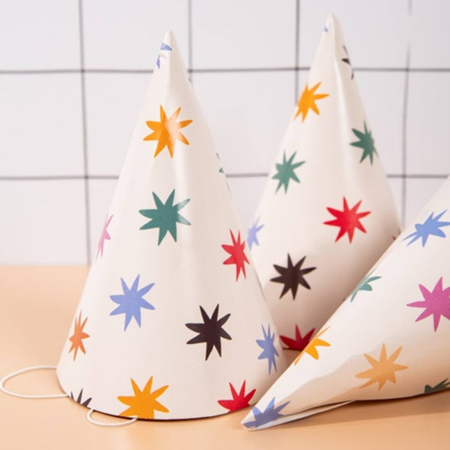 Tähtijuhla hatut värilliset 6kpl