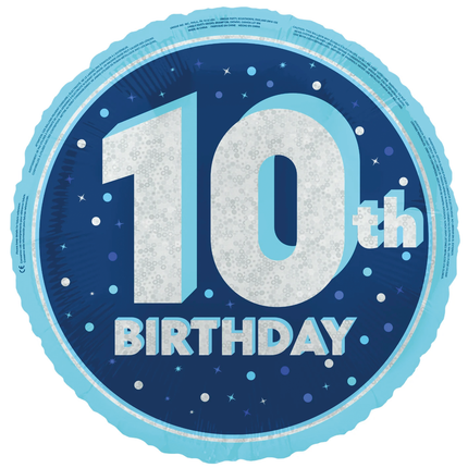 10 vuoden helium ilmapallo sininen tyhjä 45cm