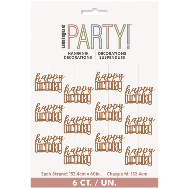 Hyvää syntymäpäivää roikkuu koristelu Rose Gold 1.52m