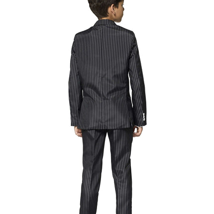 Gangsteri Pinstripe musta puku Boy Suitmeister