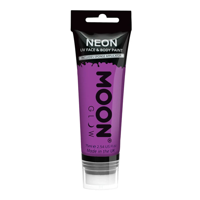 Moon Glow Neon UV kasvomaali sienellä Intense Purple 75ml