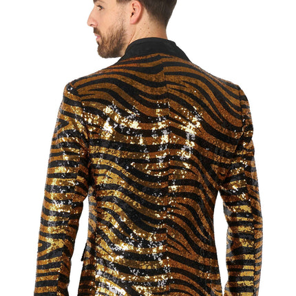 Kulta Musta Tiger Paillet Blazer Miesten OppoSuits