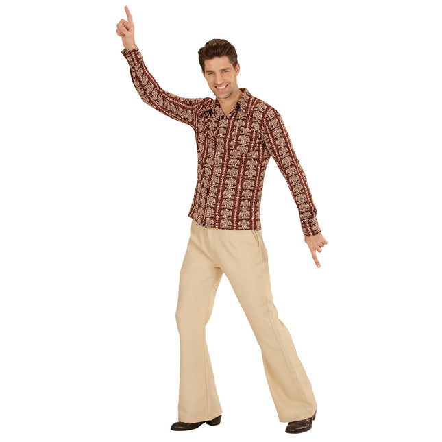 Disco 70S pusero Ruskea Miesten Old School