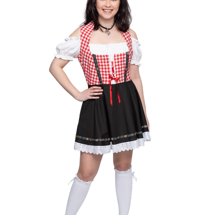Oktoberfest Dirndl Mekko Oktoberfest Punainen Valkoinen Musta Hyvät naiset