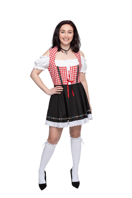 Oktoberfest Dirndl Mekko Oktoberfest Punainen Valkoinen Musta Hyvät naiset