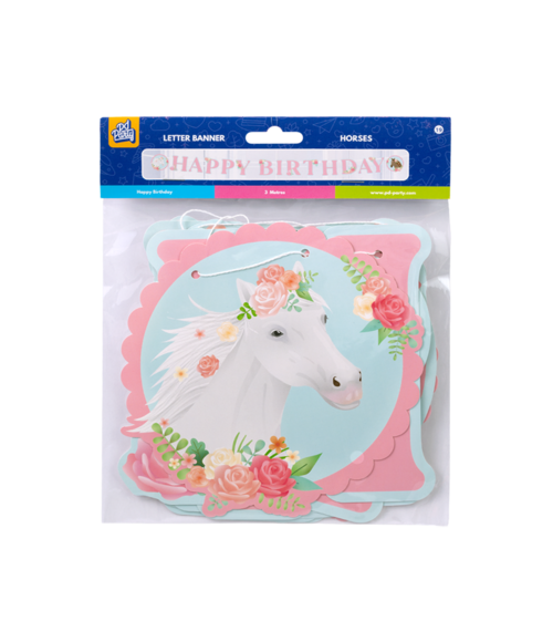 Hyvää syntymäpäivää kirjekoriste Hevoset 2.5m