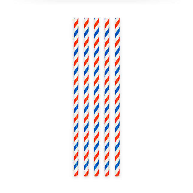 Punainen Valkoinen Sininen oljet pahvi 20kpl